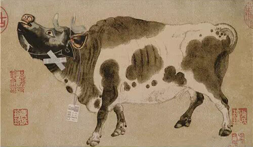 张鸣《图示新解NO.4》丝网版画  50x86cm  2005年