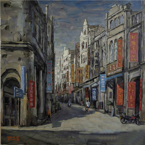 邓安克《北海老街》80x80cm 布面油画 2014年11月