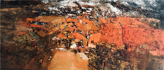 朱保宁 《战疫•阳光下的农家》 油画