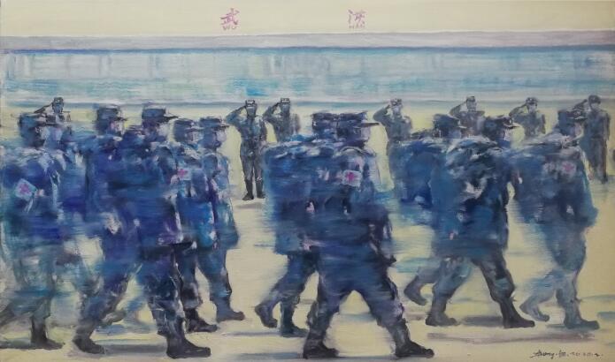钟纲《抗疫战士再出征》 油画
