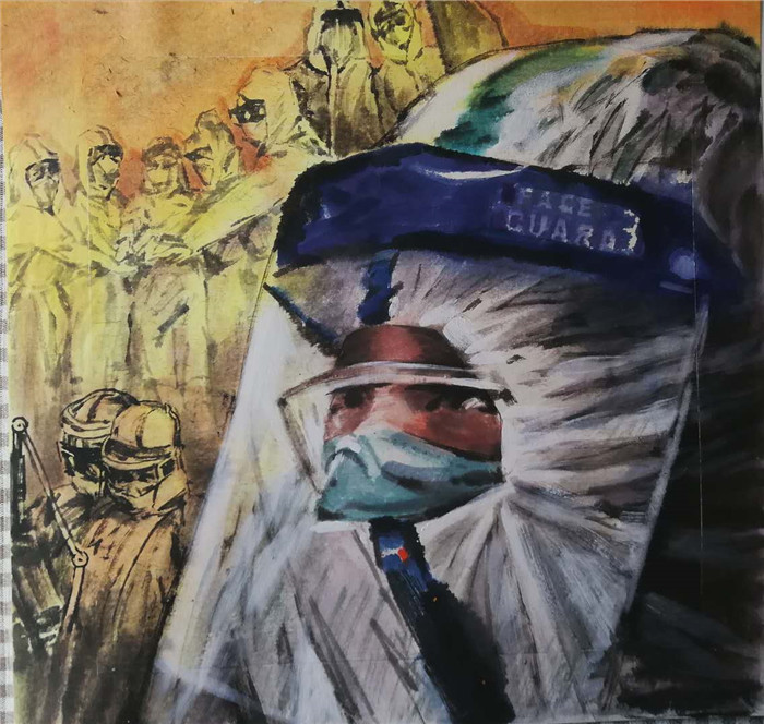 周涛《穿上这身铠甲就是一名战士》 中国画