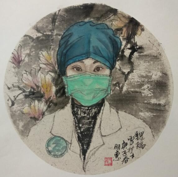 邝明惠《抗疫护士魏瑞雪》国画
