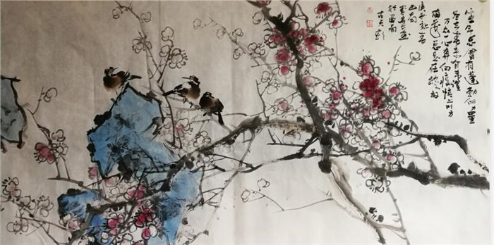 李昌彦 《花鸟》国画 136x68cm